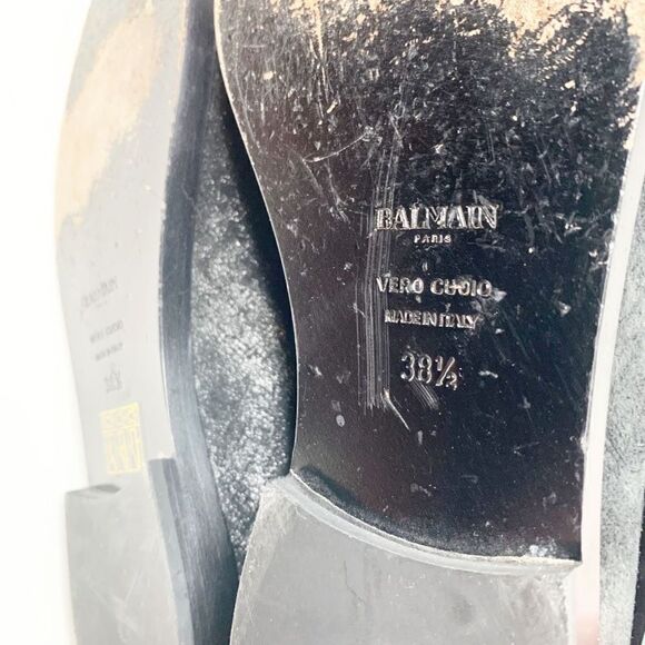 Balmain Black Metallic Shimmer Suede Western Fringe Boots Women’s Size 38.5 US 8 - Picture 10 of 10